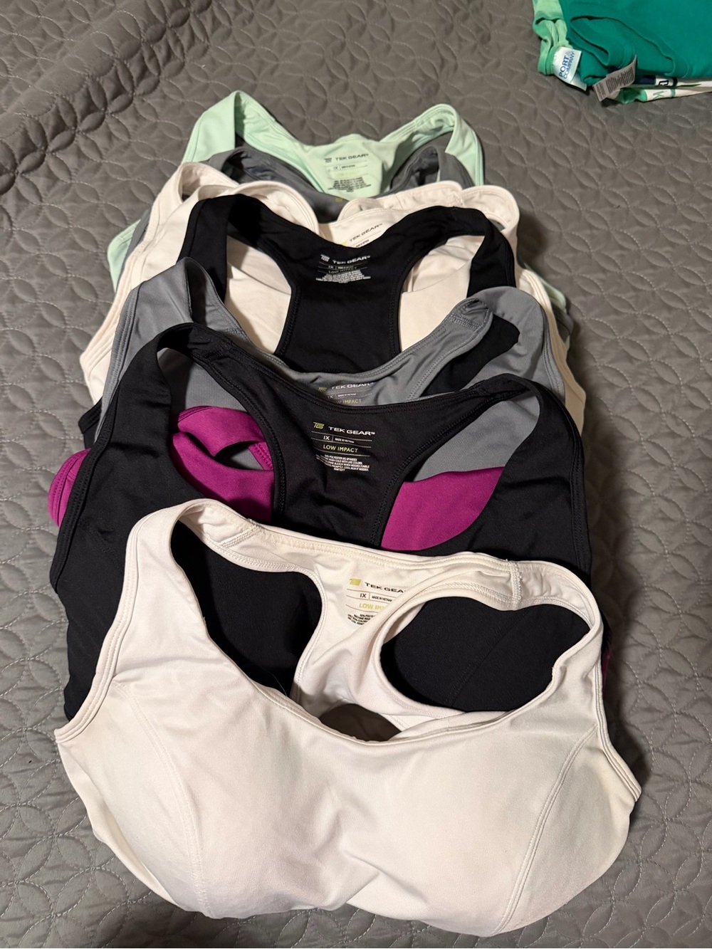 tek gear Racerback Sports Bras in White, Black, Gray, Mint, Magenta
